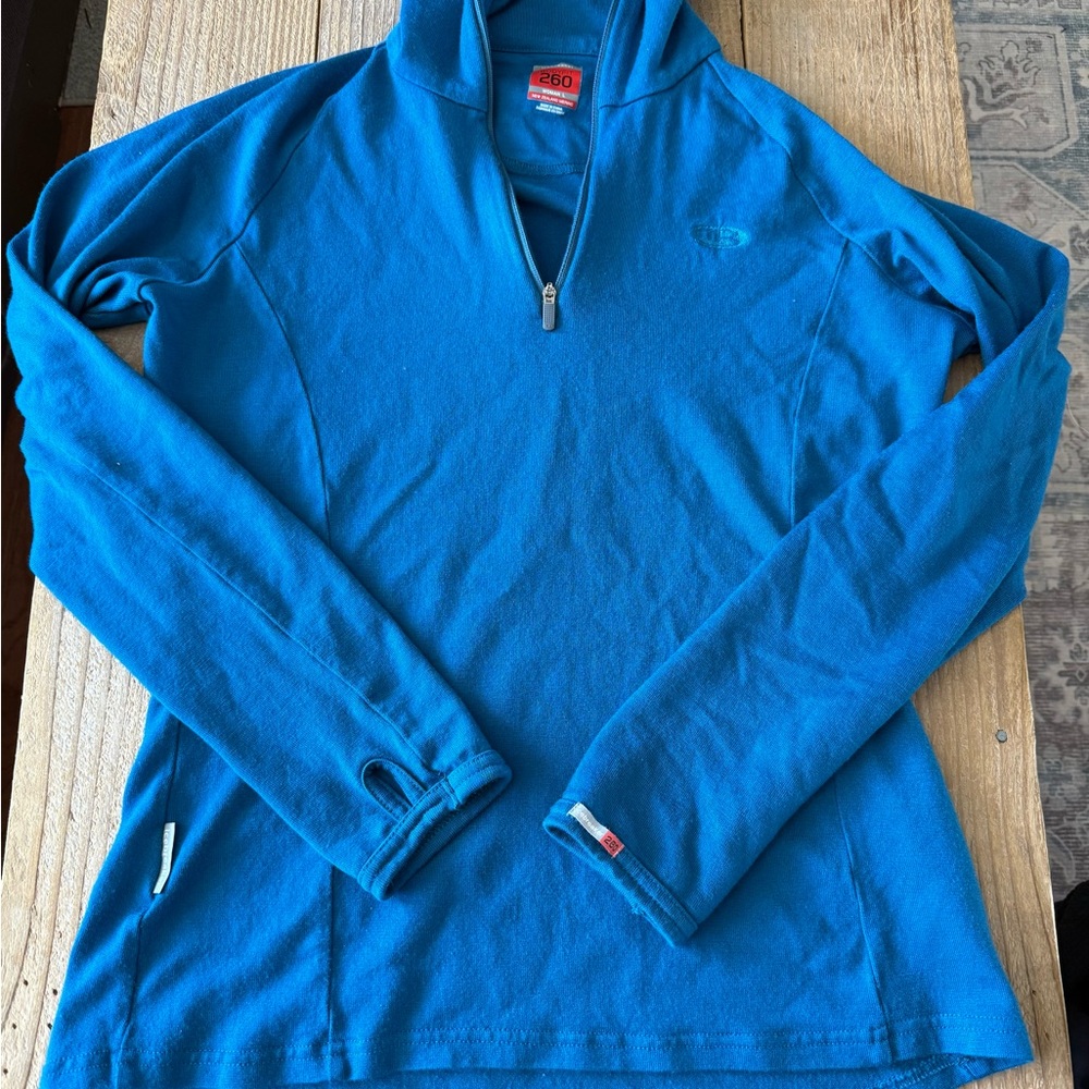 Icebreaker 260 merino wool Women's Blue 1/4 Zip base layer